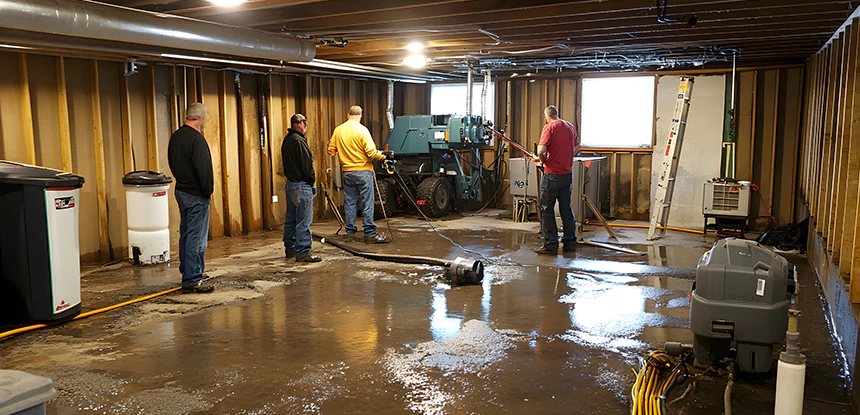 Cleaning Sewage From Basement Floor in Norcross